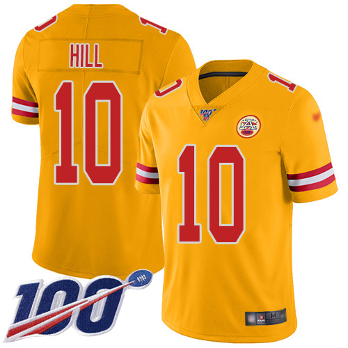 Men Kansas City Chiefs #10 Hill Tyreek Limited Gold Inverted Legend 100th Season Football Nike NFL Jersey